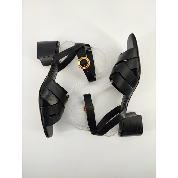 Tory Burch Women's City Ankle Strap Black Leather Heel Sandals Size 6.5M US - Picture 6 of 8